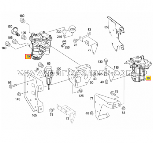 Mercedes-Benz Actros trailer brake control valve