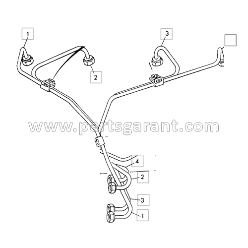 Fuel pipe (1st cylinder 96BHP) JCB 3CX