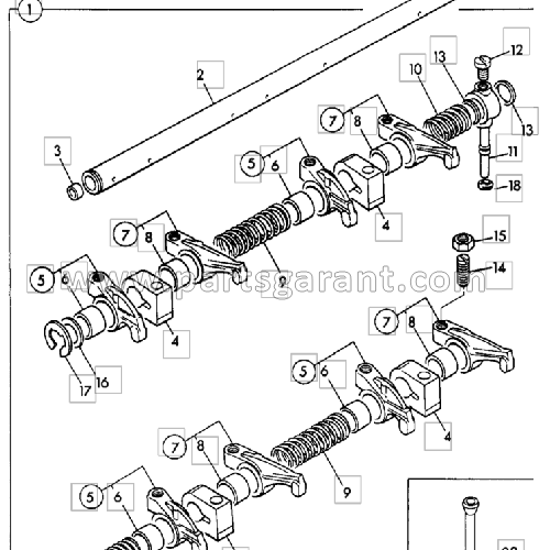 Rocker shaft assembly JCB 3CX