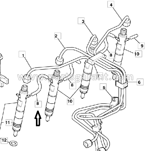 JCB 4CX injector return pipe