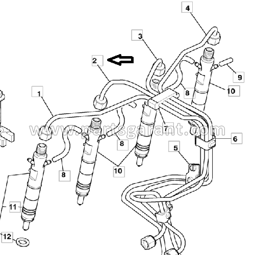Fuel pipe 2nd injector JCB 4CX