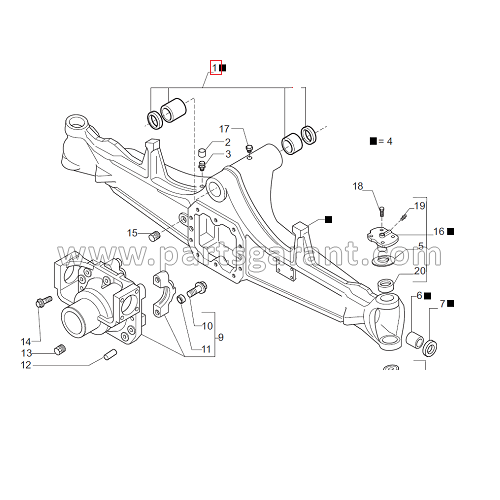 Set of bushings and oil seals