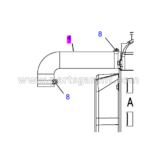 Upper radiator pipe Caterpillar 432D