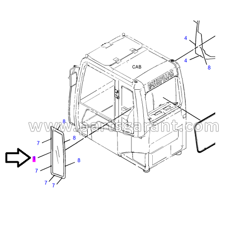 Cabin glass left Caterpillar 325D