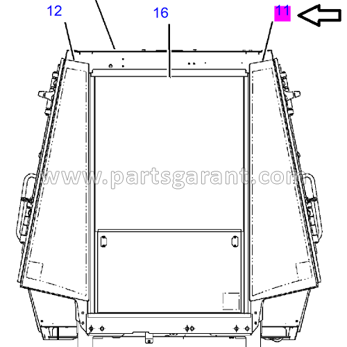 Cabin side rear left Caterpillar 432D