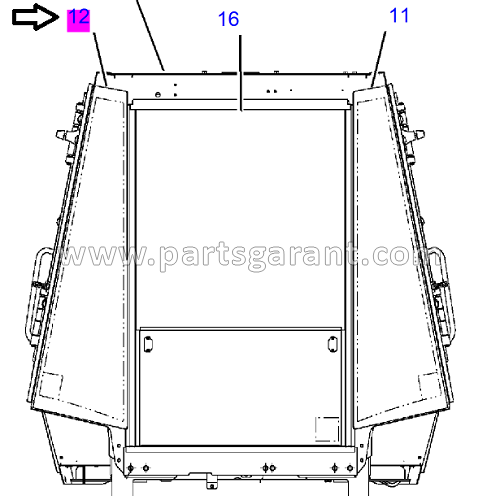 Cabin side rear right Caterpillar 432D