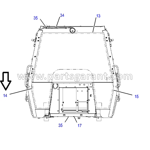 Cabin glass front right Caterpillar 432D