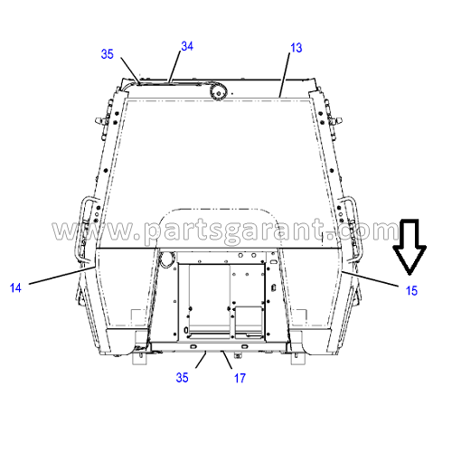 Cabin glass front left Caterpillar 432D