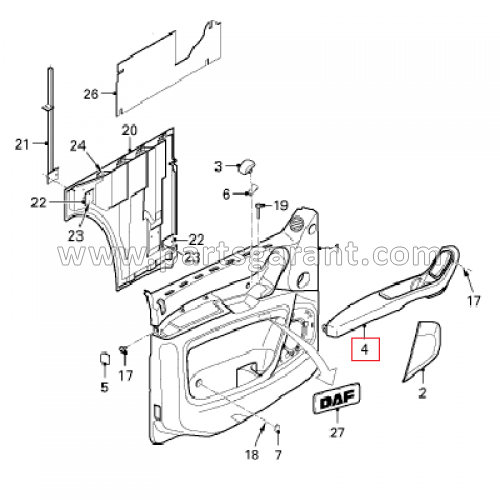 Internal door handle LH Daf XF105