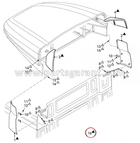 Cabin spoiler mounting kit for Daf XF105