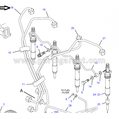 Fuel pipe 1st injector Caterpillar 432D