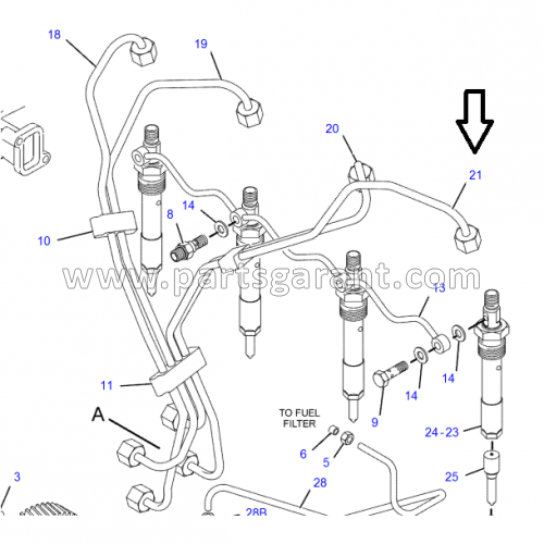 Fuel pipe 4th injector Caterpillar 432D