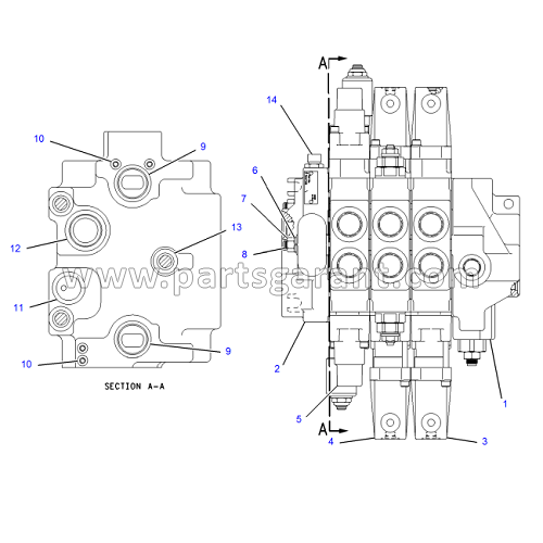 Hydraulic valve (3 sections) Caterpillar 432D