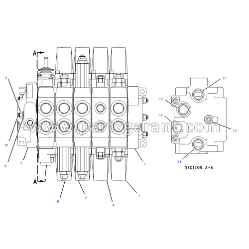 Hydraulic valve (5 sections) Caterpillar 432D