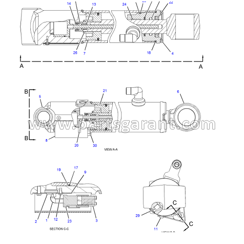 Caterpillar 434E Extend Boom Hydraulic Cylinder