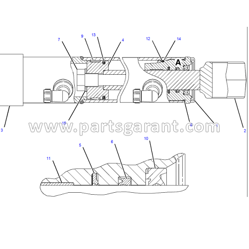 Caterpillar 434E Extend Boom Hydraulic Cylinder