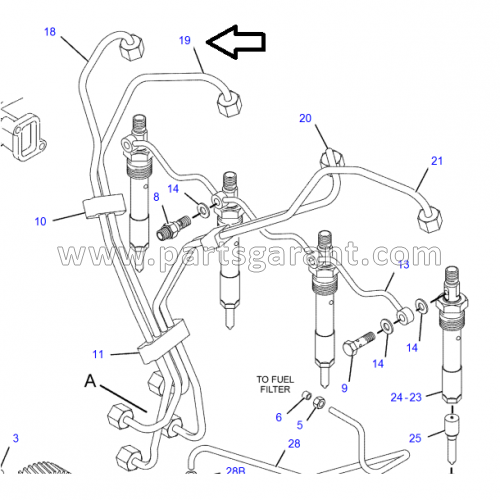 Fuel pipe 2nd injector Caterpillar 432D