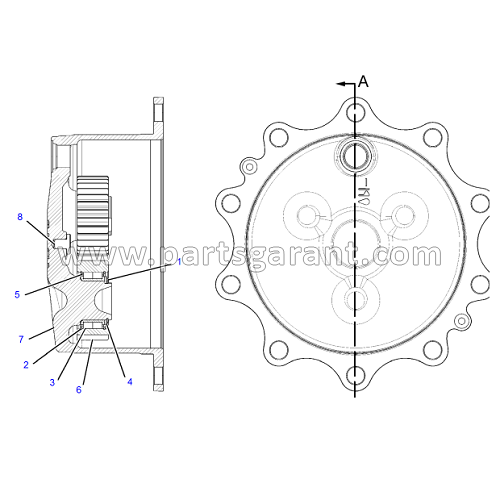 Rear hub cover assembly Caterpillar 434E