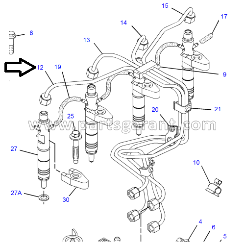 Caterpillar 428 E fuel injector pipe