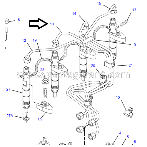 Caterpillar 428 E fuel injector pipe