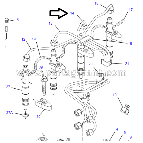 Caterpillar 428 E fuel injector pipe