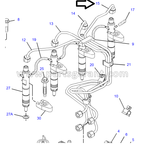 Caterpillar 428 E fuel injector pipe