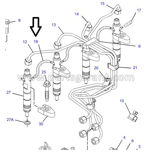 Caterpillar 428 E fuel injector pipe