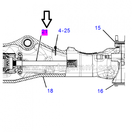 Right front axle axle shaft Caterpillar 434E