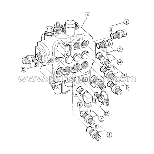 Front shovel hydraulic valve (3 spool,float and reset) JCB 4CX