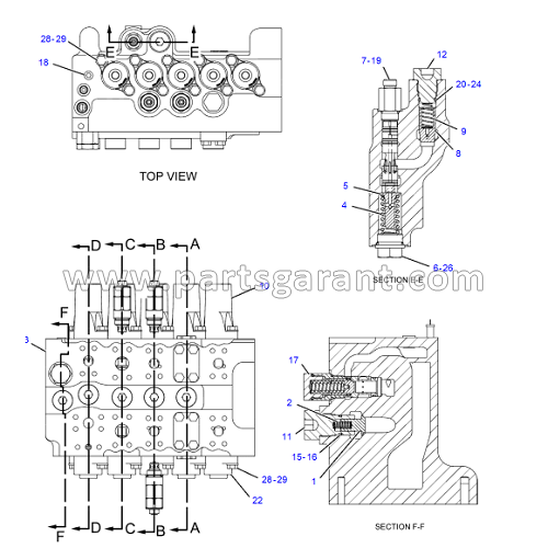 Hydraulic control valve front Caterpillar 325D