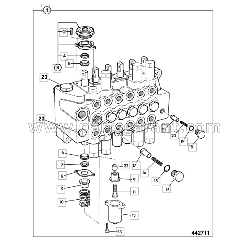 Control valve (6, centremount, 14', marble master) JCB 4CX