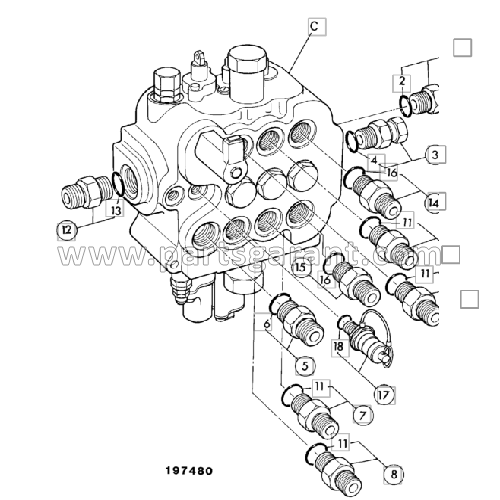 Front shovel hydraulic valve (3 spool, float, reset) JCB 3CX