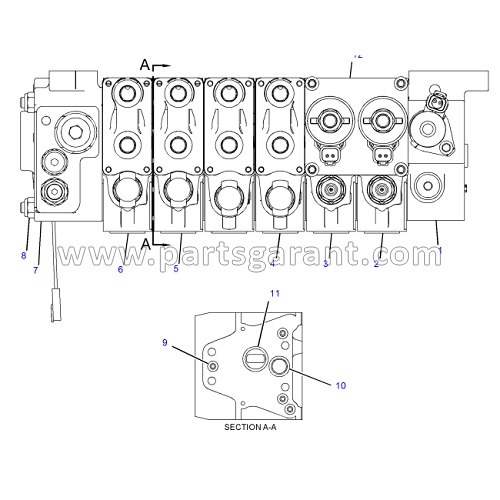 Hydraulic control valve (6 sections) Caterpillar 434E