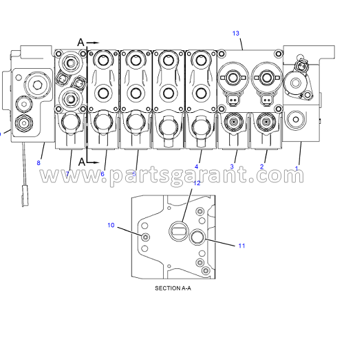 Hydraulic control valve (7 sections) Caterpillar 434E