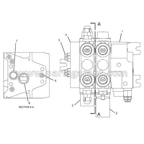 Hydraulic control valve (2 sections) Caterpillar 434E