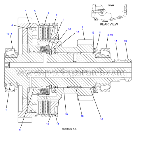 Caterpillar 434E parasitic shaft assembly