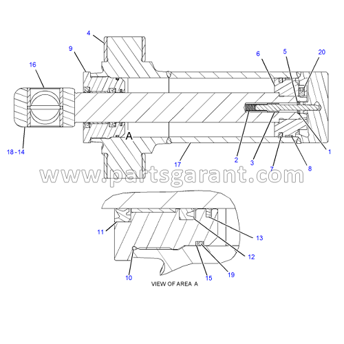 Hydraulic cylinder for turning backhoe right Caterpillar 428 E