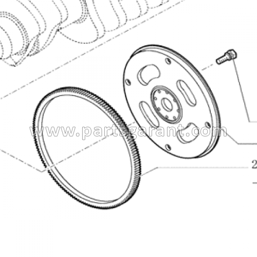 Flywheel assembly with ring Case 580ST