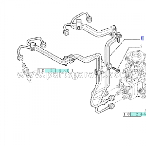 Set of fuel injection pump pipes for New Holland B90B injectors