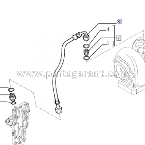 New Holland B90B turbocharger oil pipe