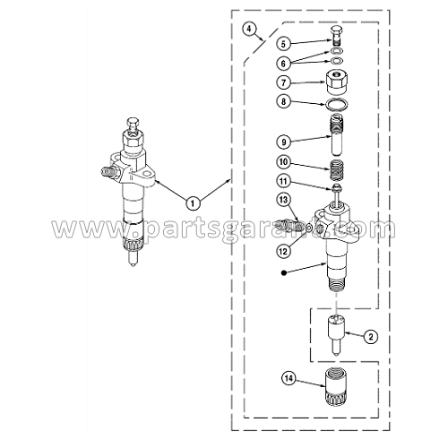 Case CX210 injector assembly