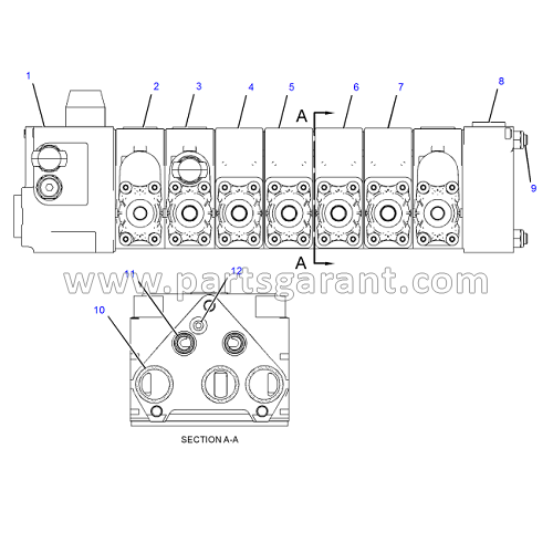 Hydraulic control valve (7 sections) Caterpillar 434E