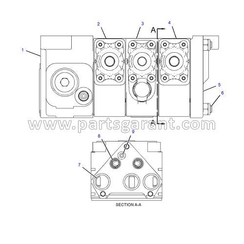 Hydraulic control valve (3 sections) Caterpillar 434E