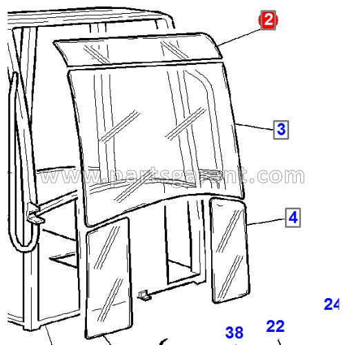 Upper windshield Komatsu WB93R2