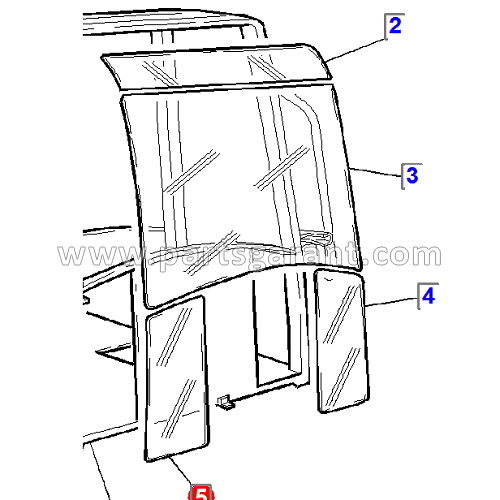 Cabin glass front lower right Komatsu WB93R2