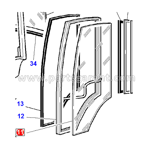 Left door glass Komatsu WB93R2