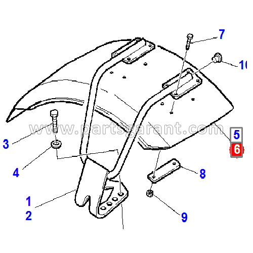 Front left fender Komatsu WB93R2