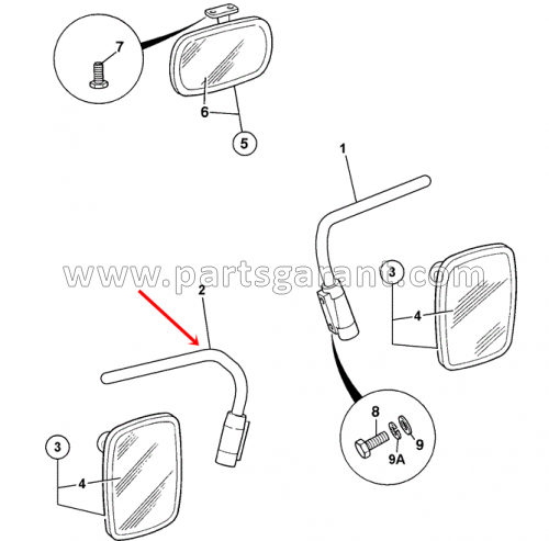 Rear view mirror bracket JCB 3CX