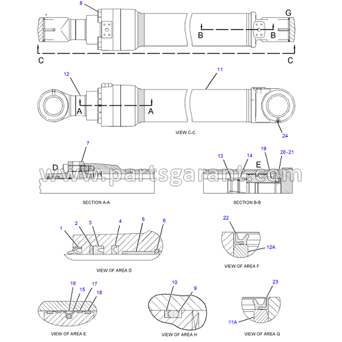 Boom Hydraulic Cylinder 3 Caterpillar 325D