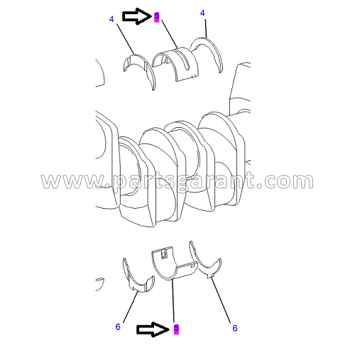 Set of main bearings (STD) Caterpillar 432D